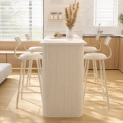 Cream White Rectangular Fluted Leg Living Room Sofa Bar Table